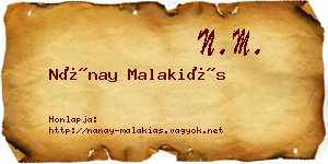 Nánay Malakiás névjegykártya